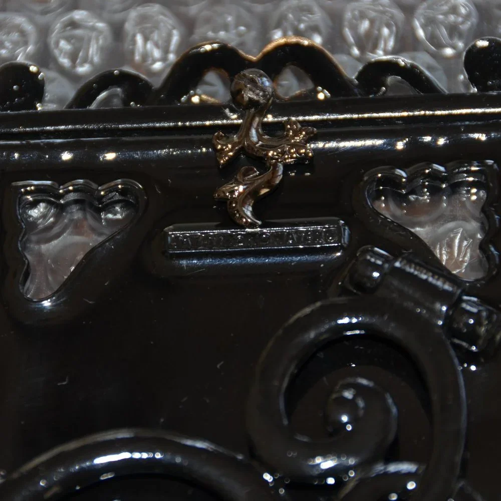 LOVELY RARE JAY STRONGWATER BLACK PAVE TIARA PAISLEY SCROLL CRYSTAL ENAMEL FRAME